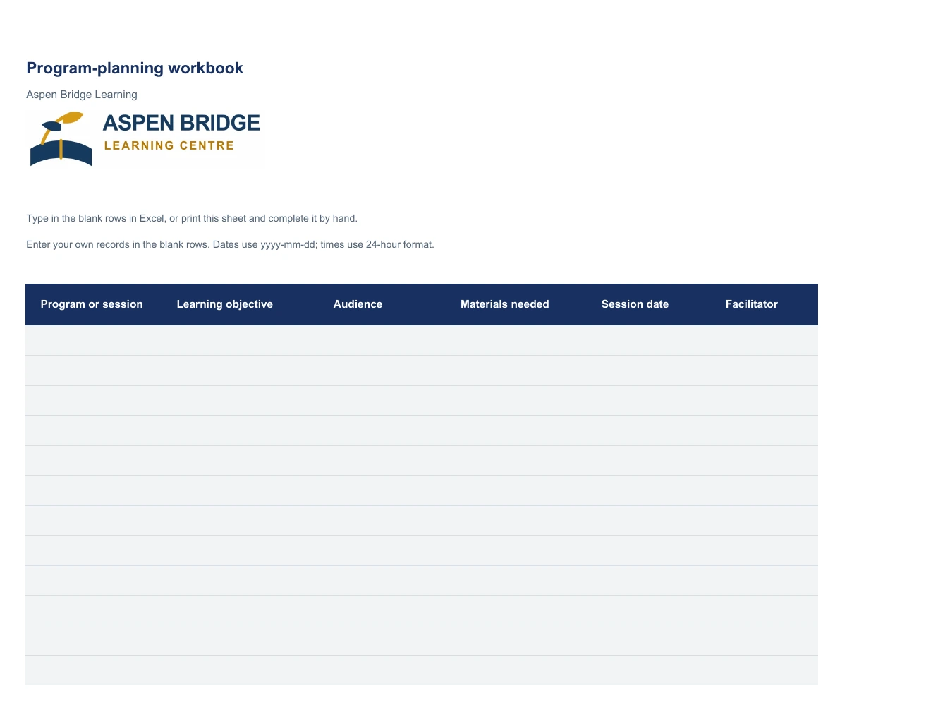 Program-planning workbook