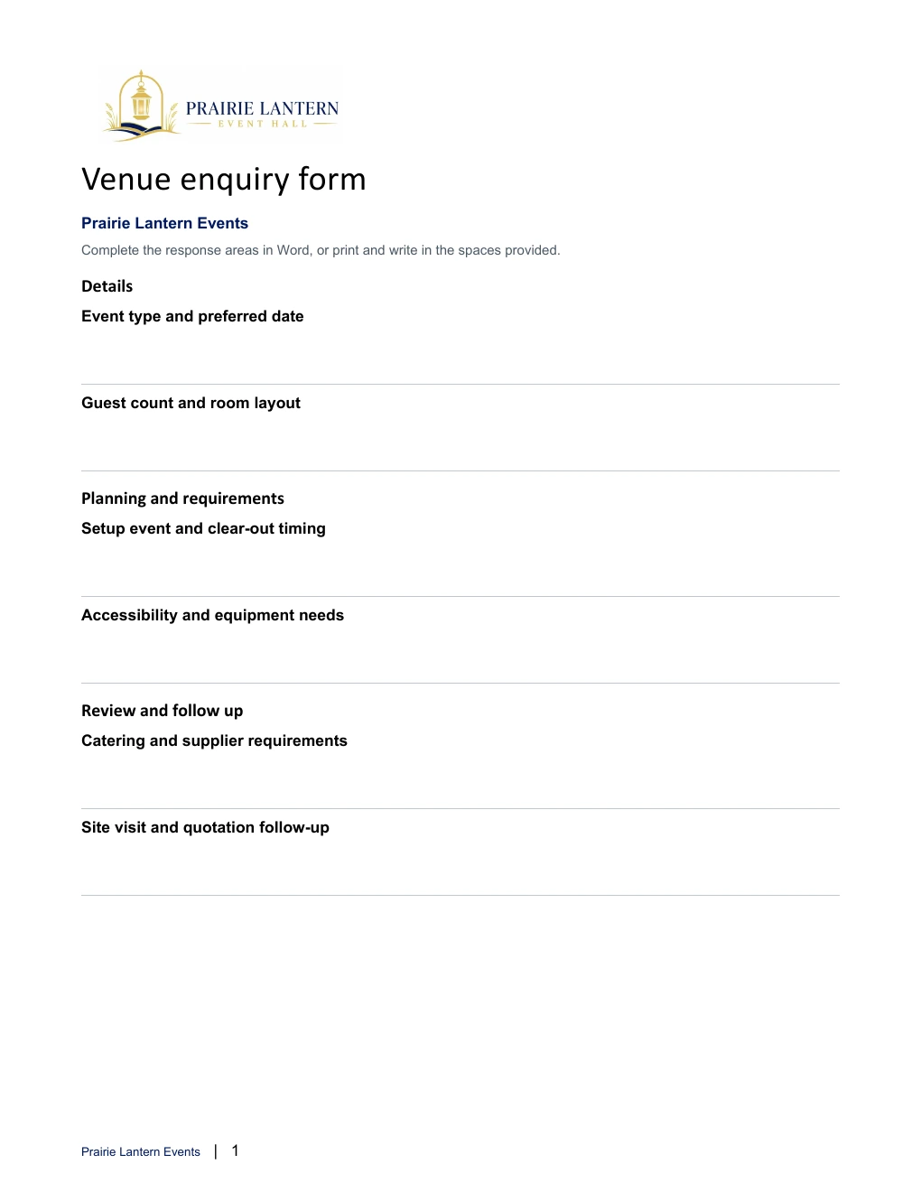 Venue enquiry form