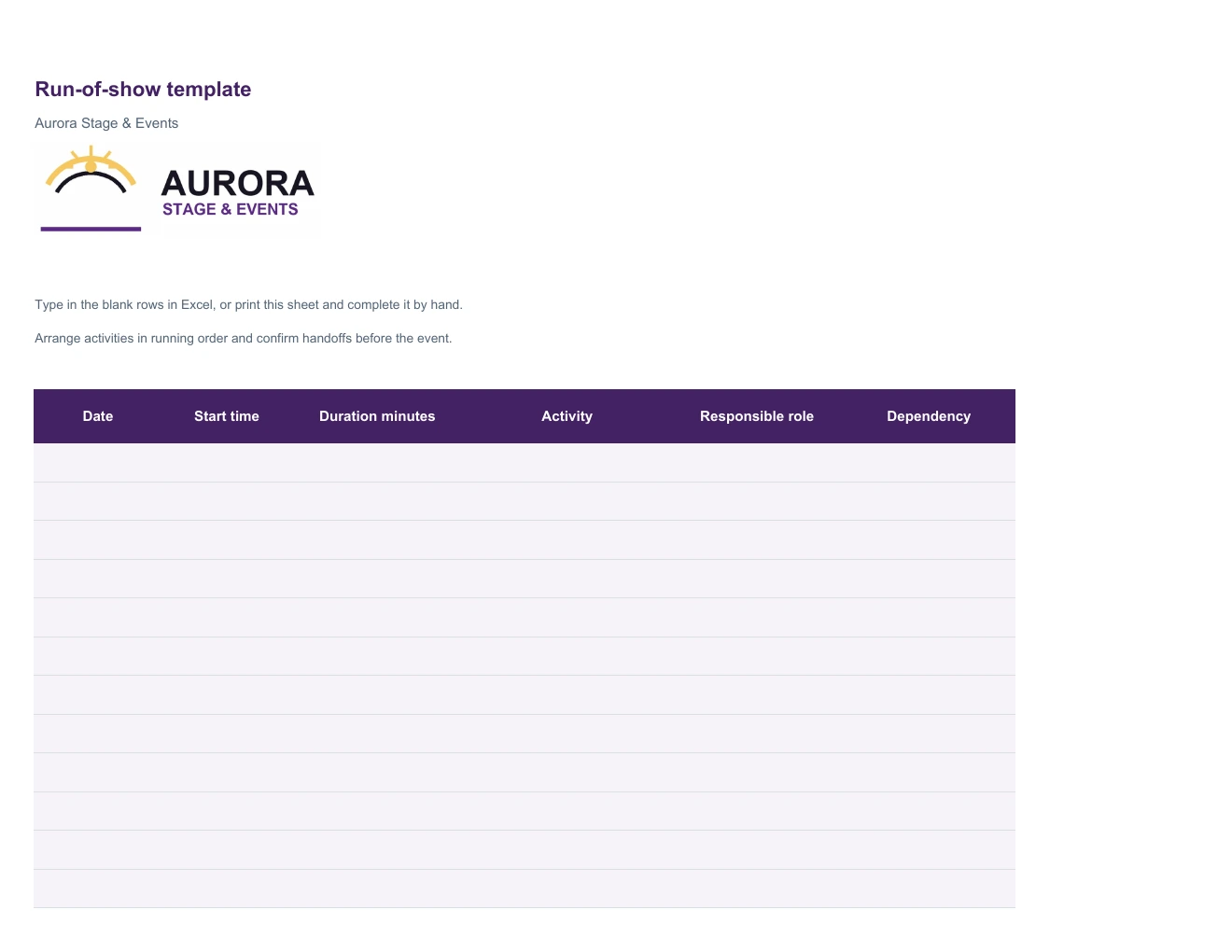 Run-of-show template
