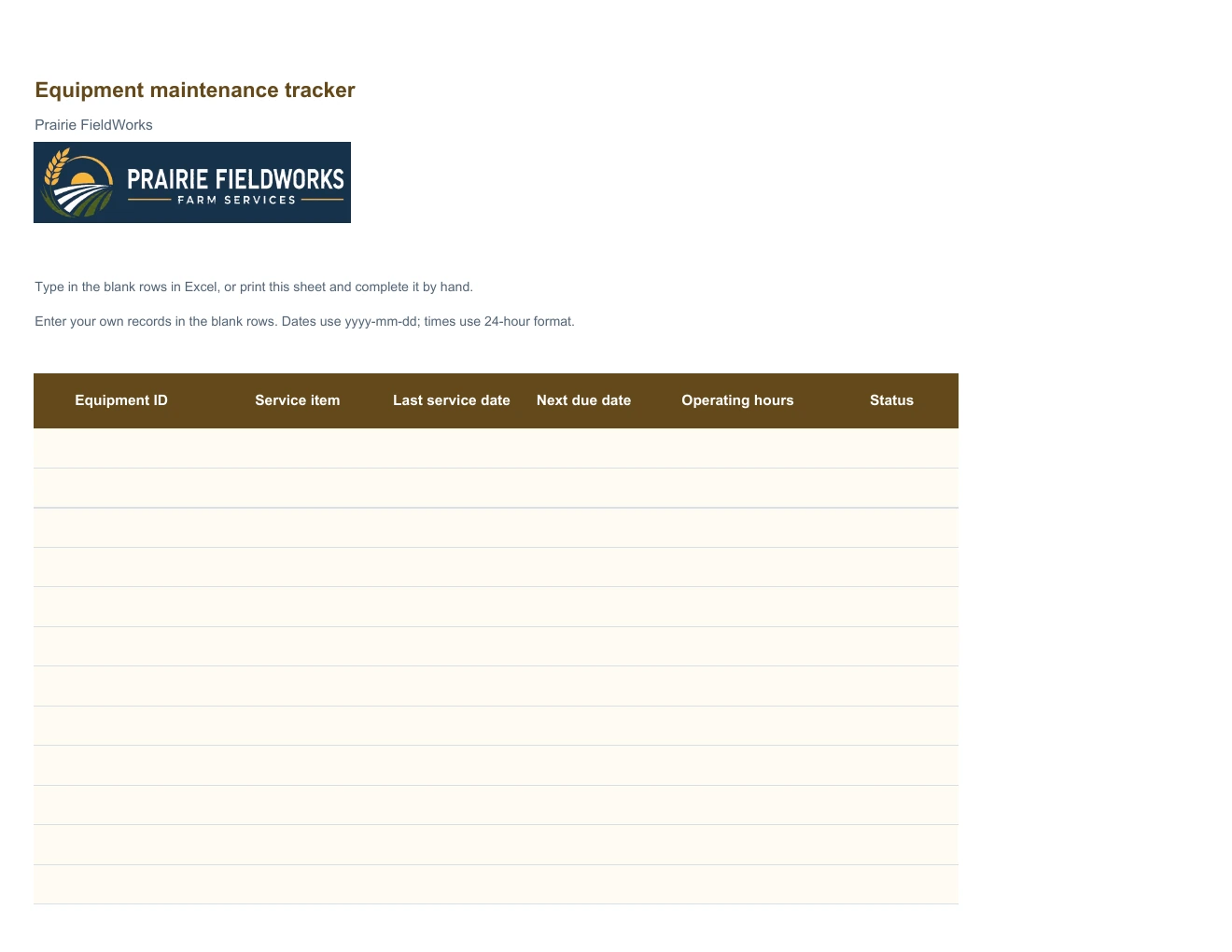 Equipment maintenance tracker