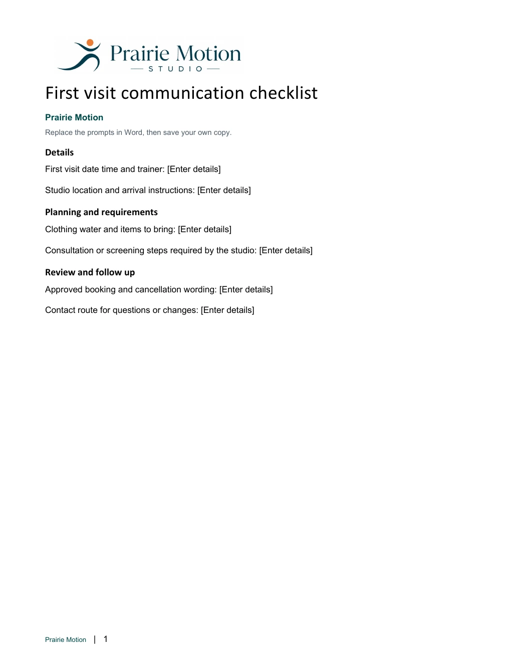 First-visit communication checklist