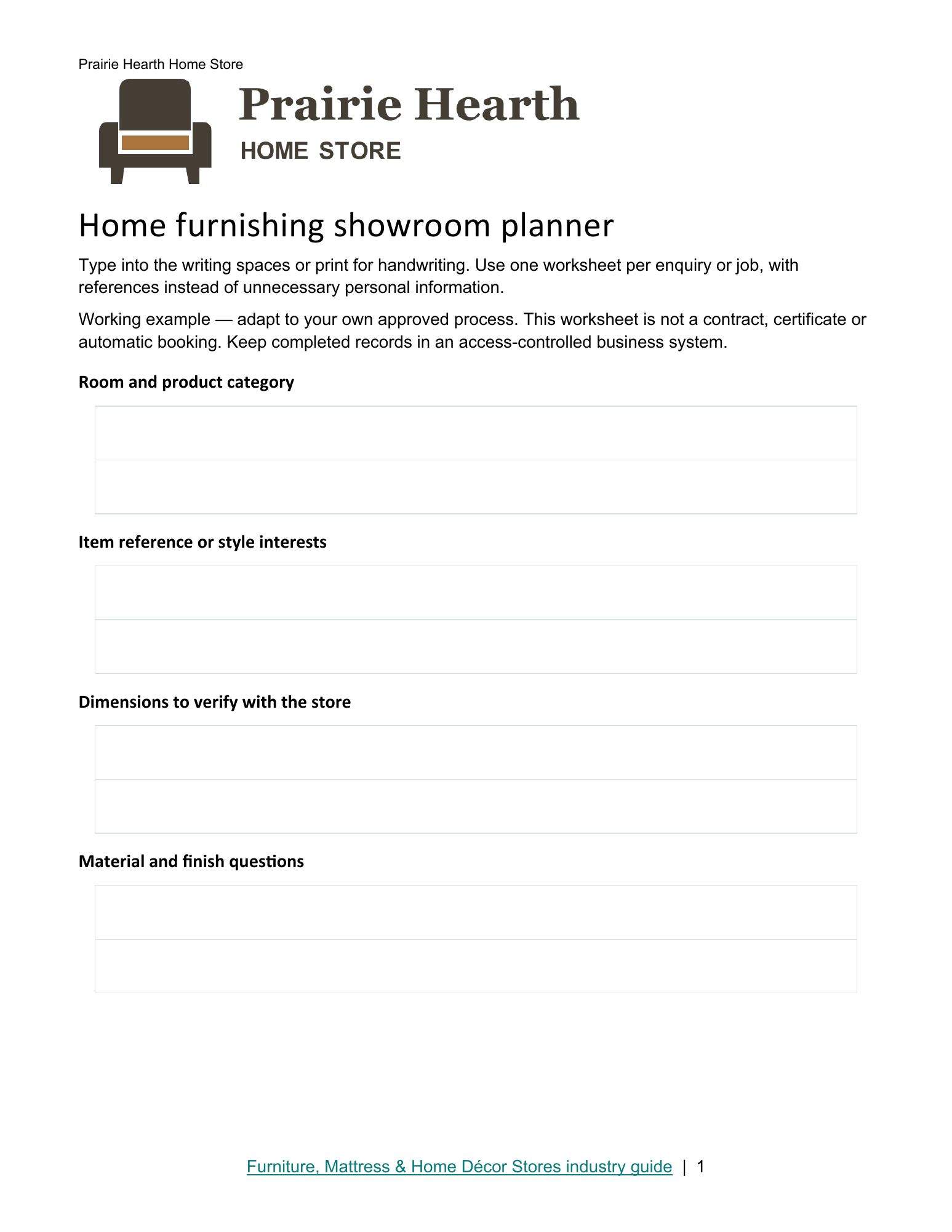 Home furnishing showroom planner · Page 1