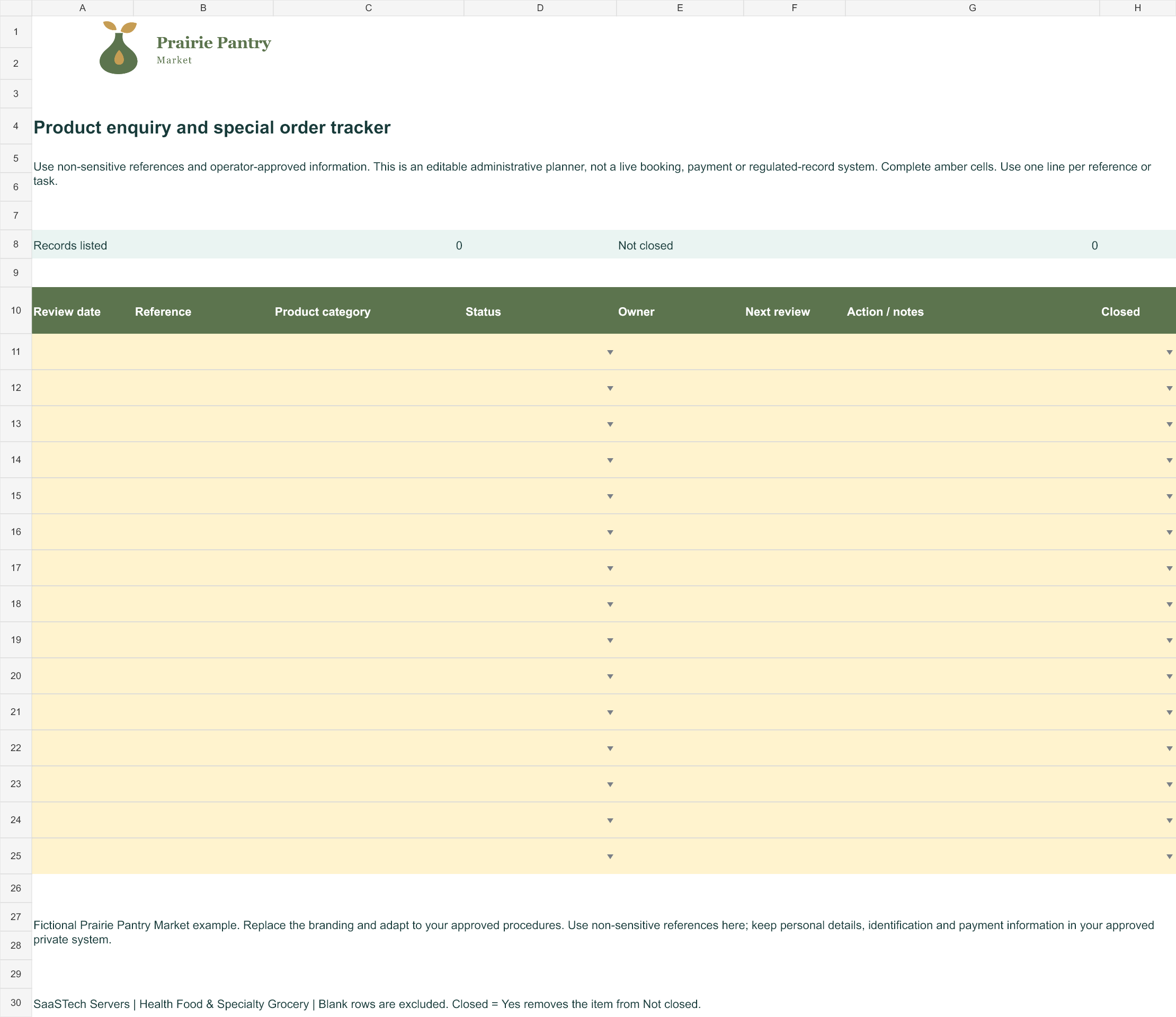 Product enquiry and special order tracker