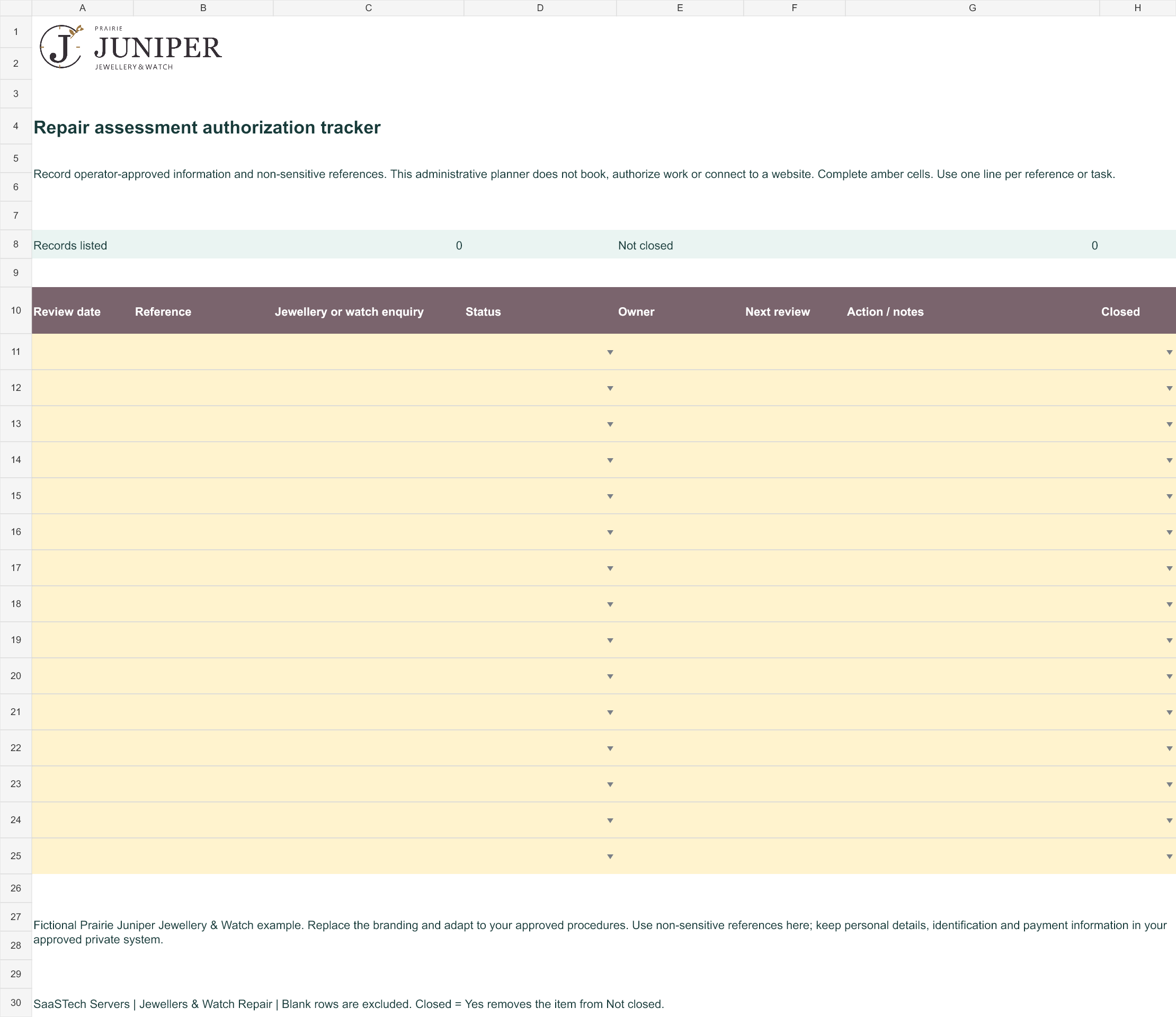 Repair assessment authorization tracker