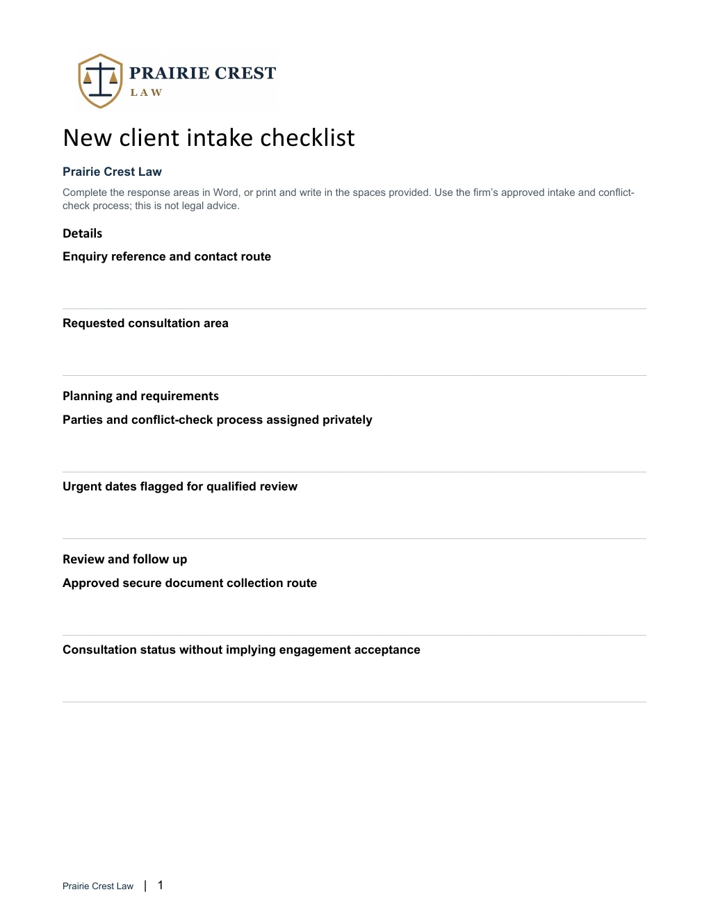 New-client intake checklist