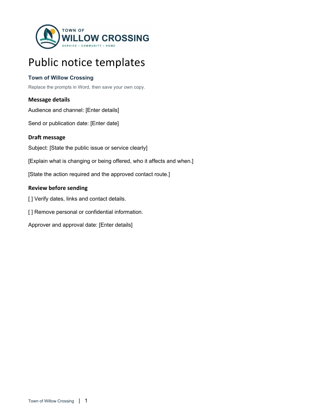 Public-notice templates