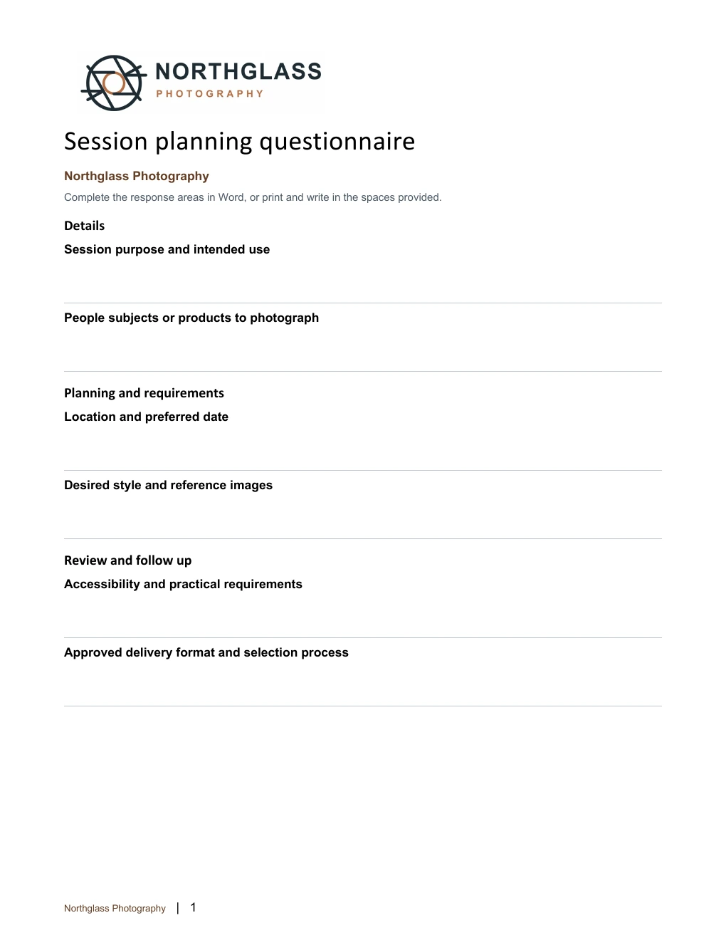 Session planning questionnaire