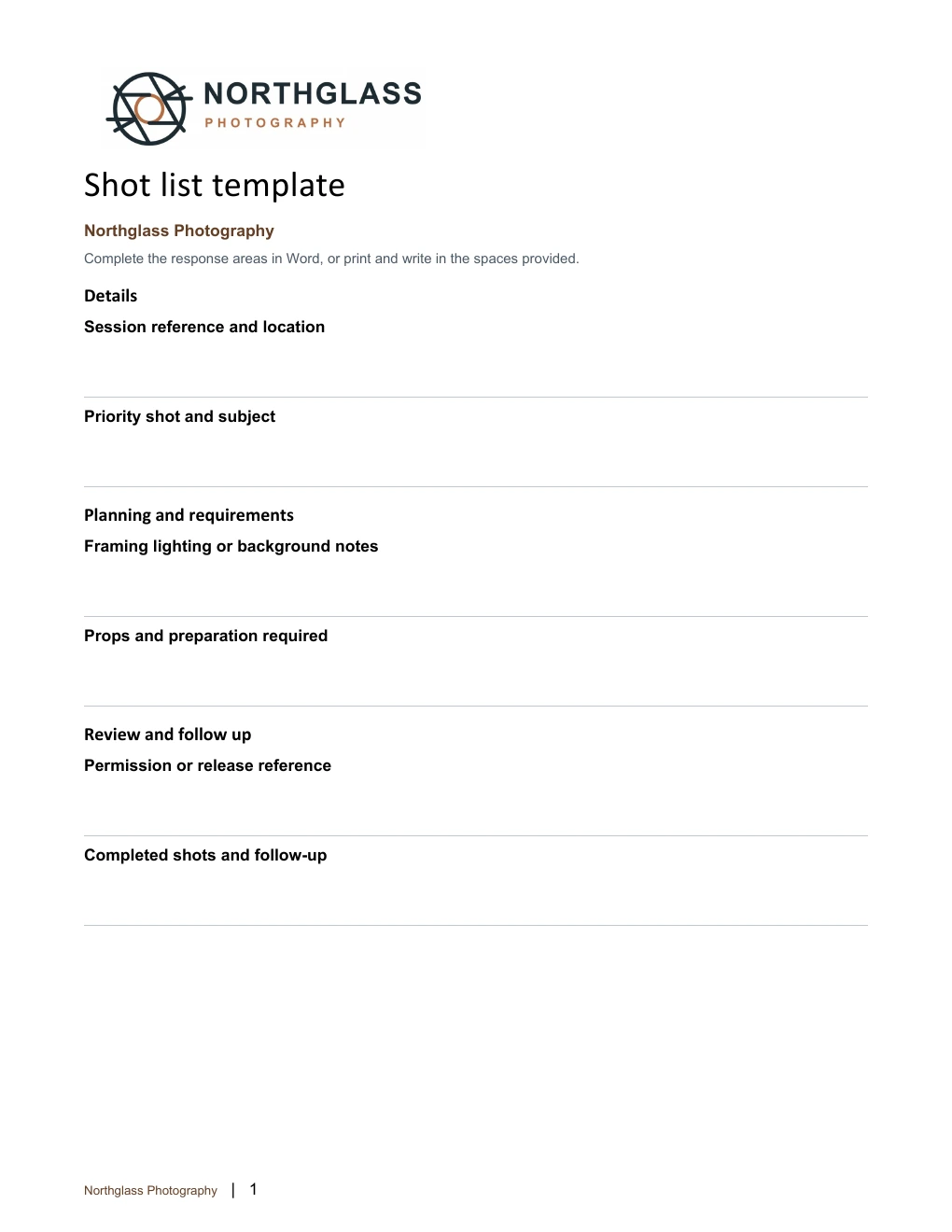 Shot-list template