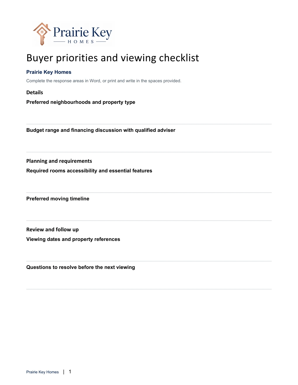 Buyer priorities and viewing checklist