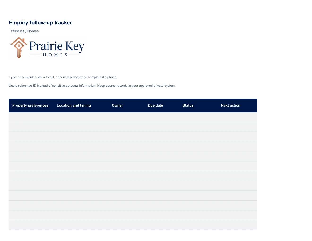Enquiry follow-up tracker