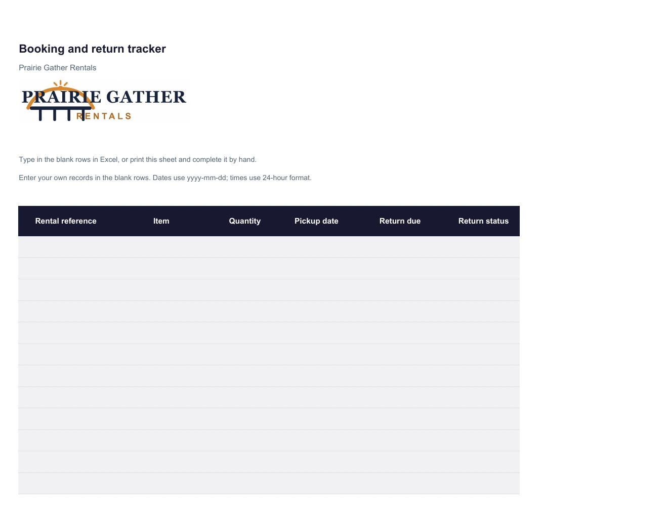 Booking and return tracker