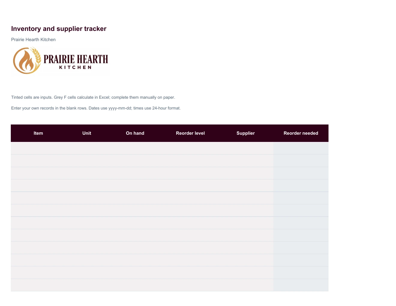 Inventory and supplier tracker