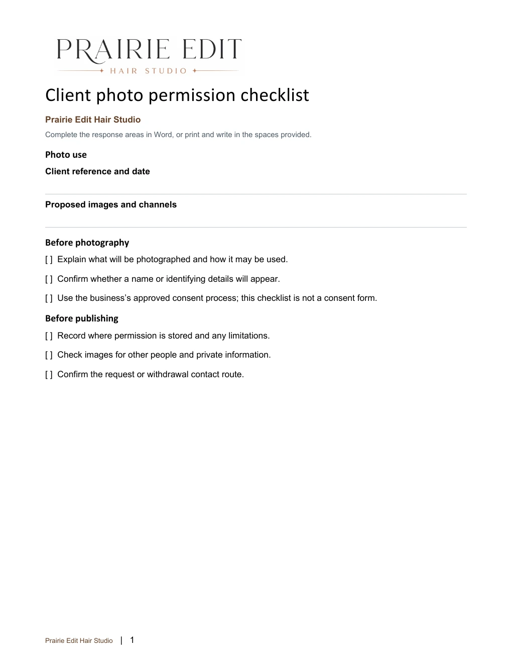 Client photo permission checklist