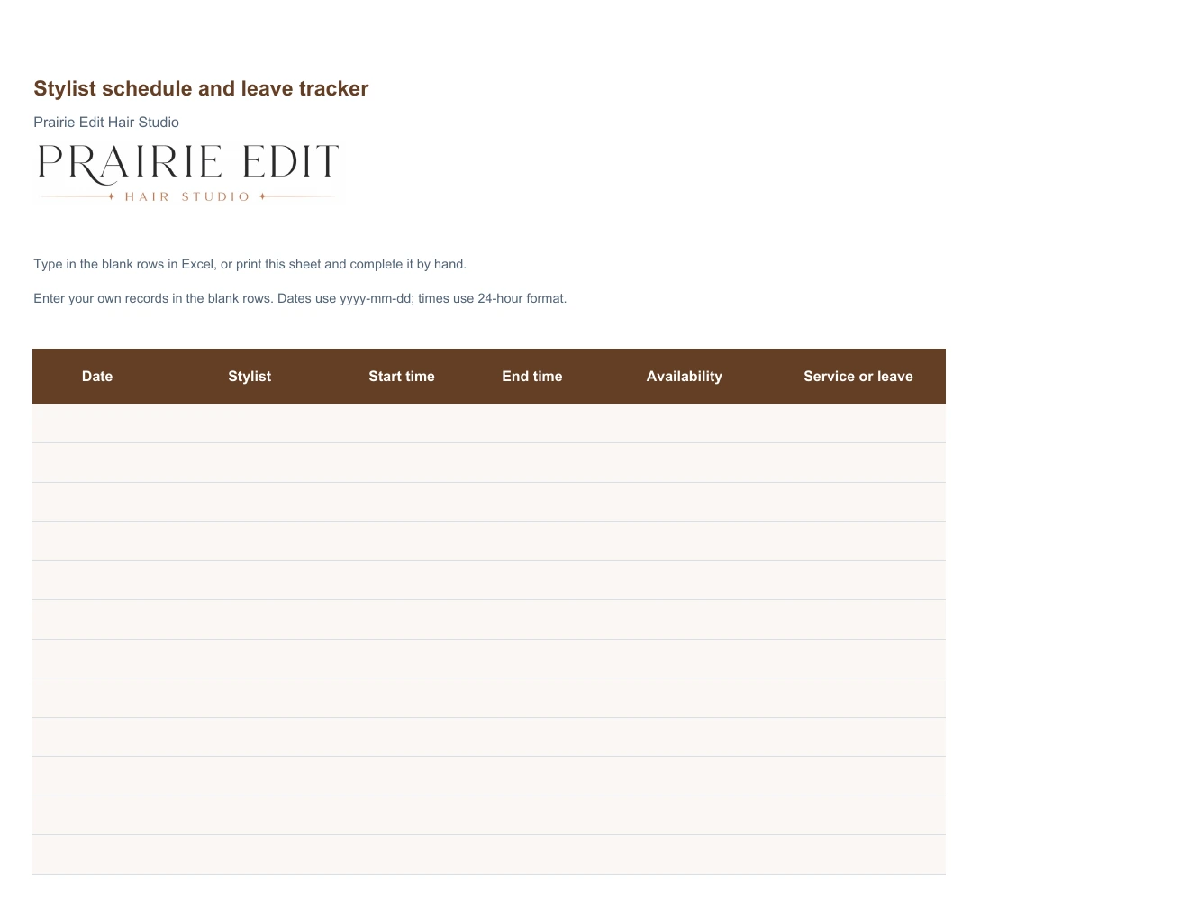 Stylist schedule and leave tracker