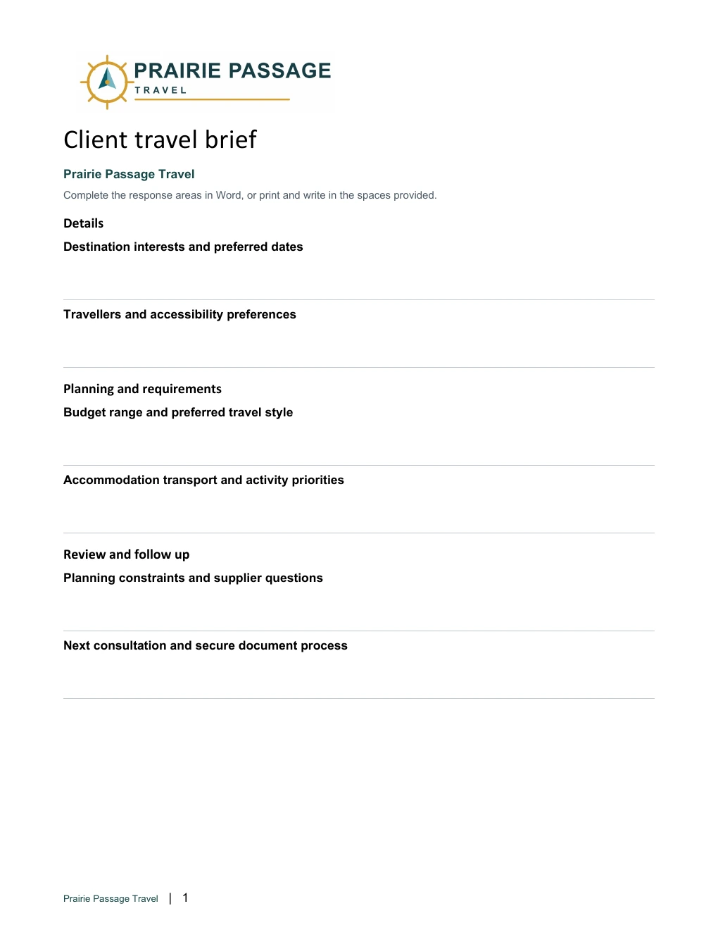 Client travel brief