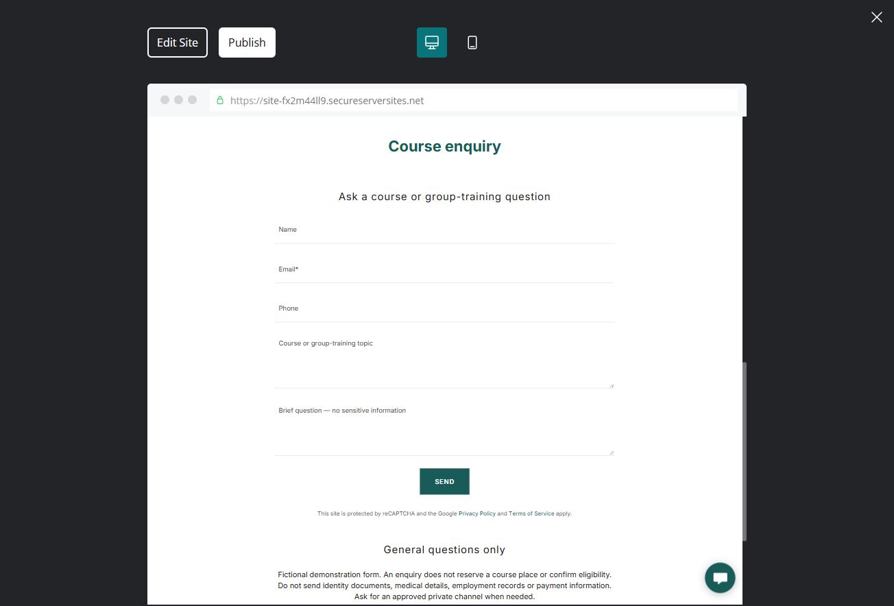 Course enquiry · lower-page detail