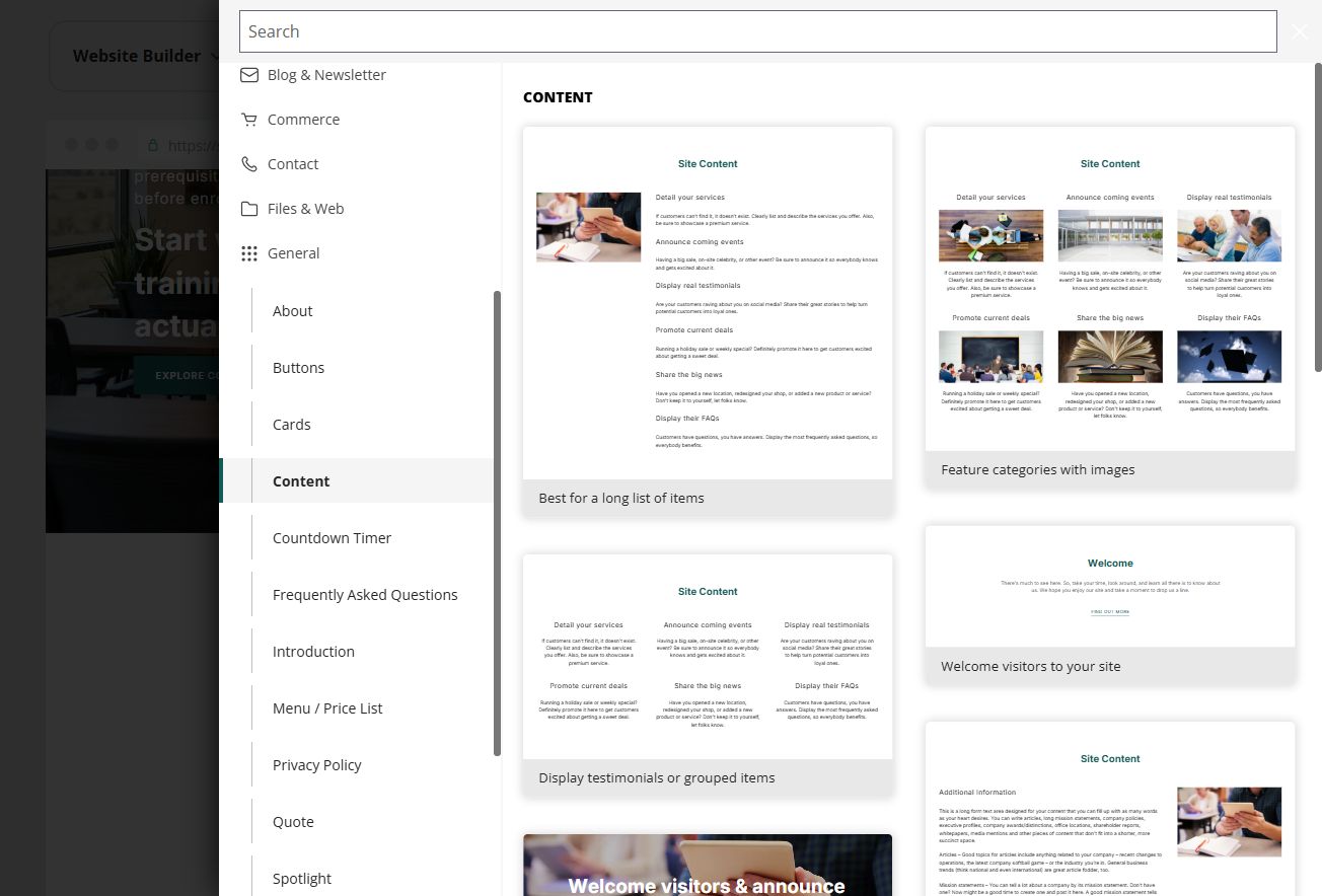 Prairie Ready · General → Content layouts