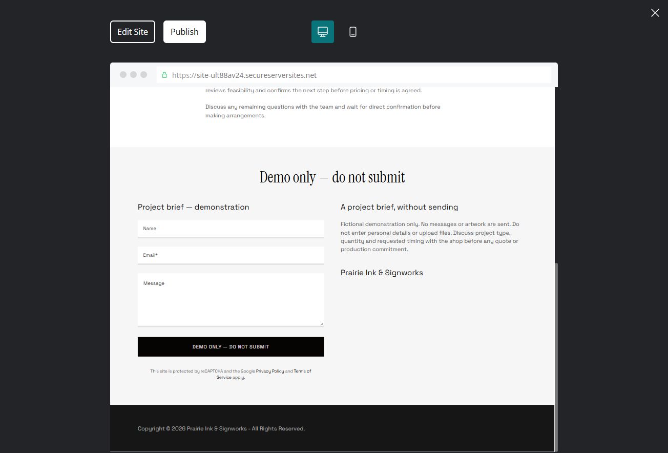 Demo form — desktop