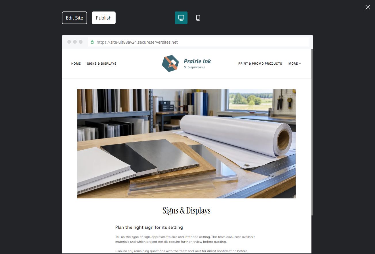 Captured first-screen Signs & Displays example