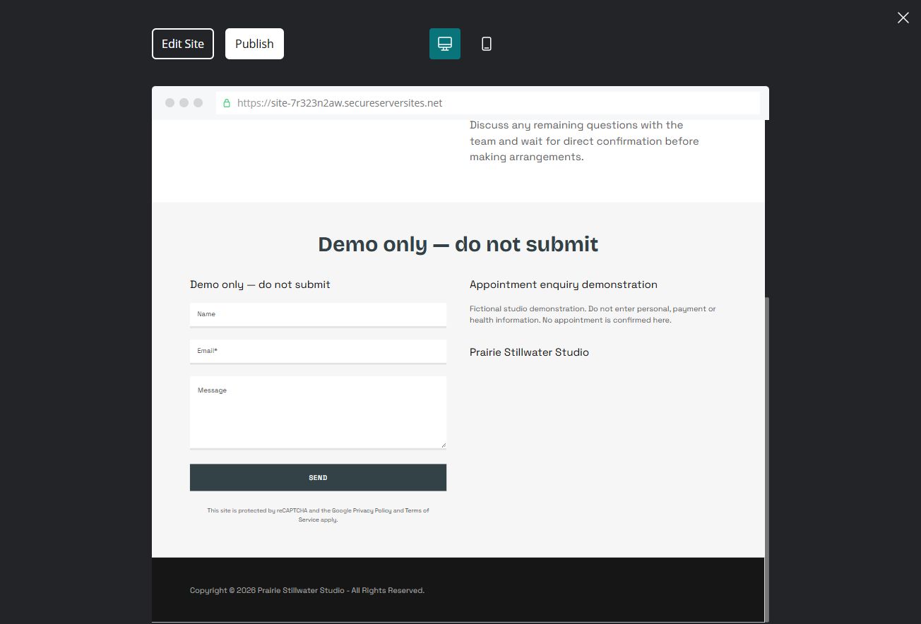 Demo form — desktop