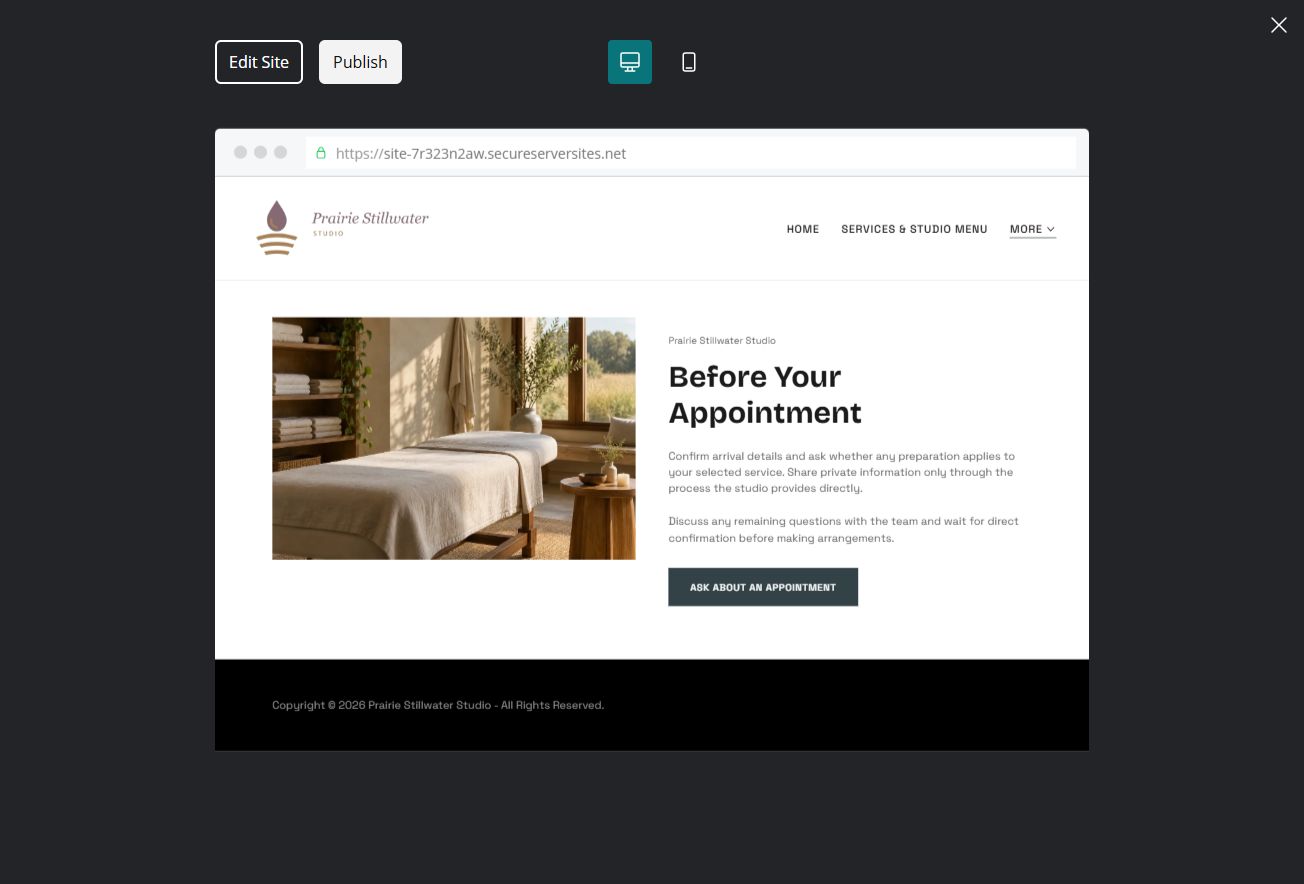 Captured first-screen Before Your Appointment example