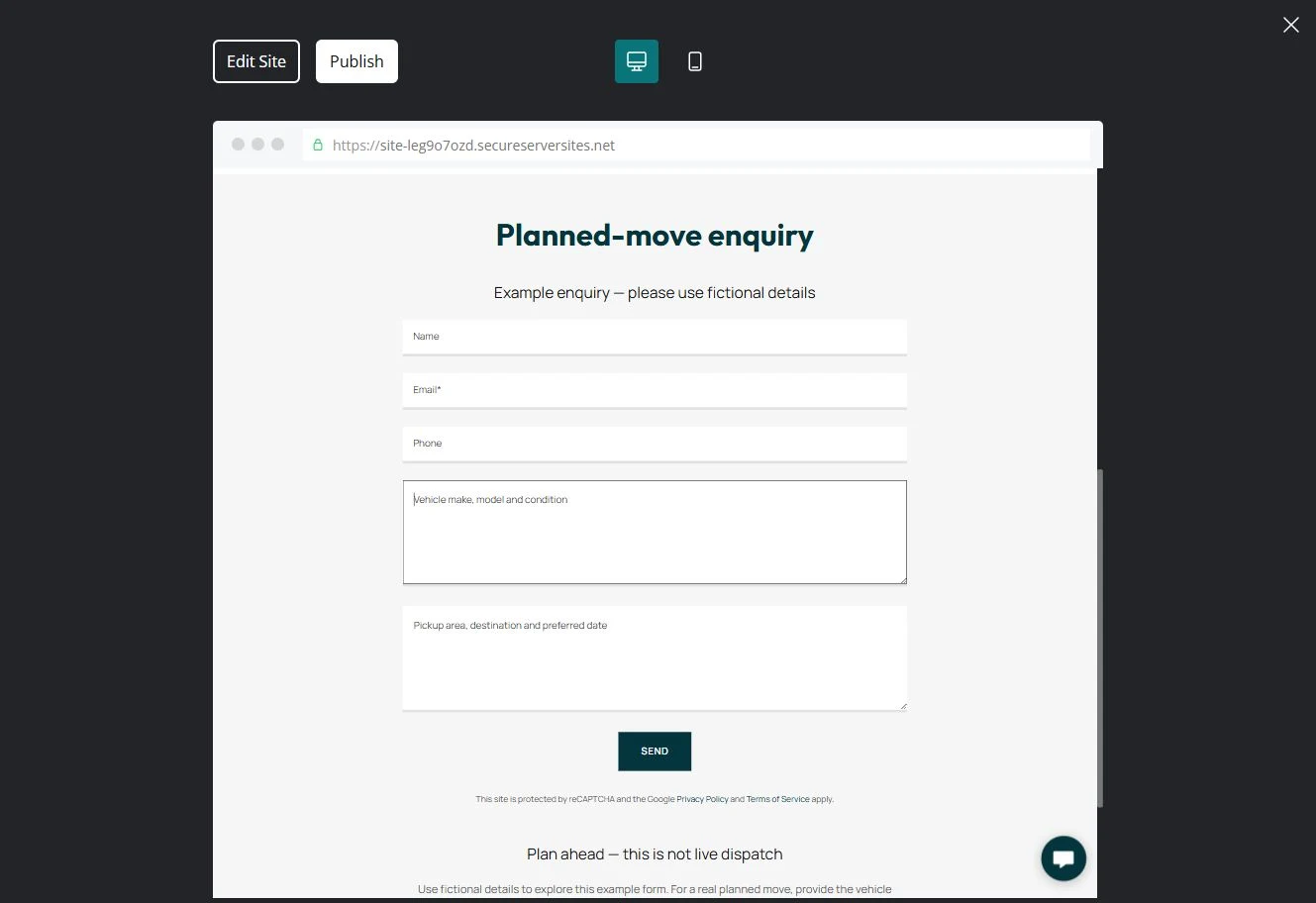 Planned-move enquiry form