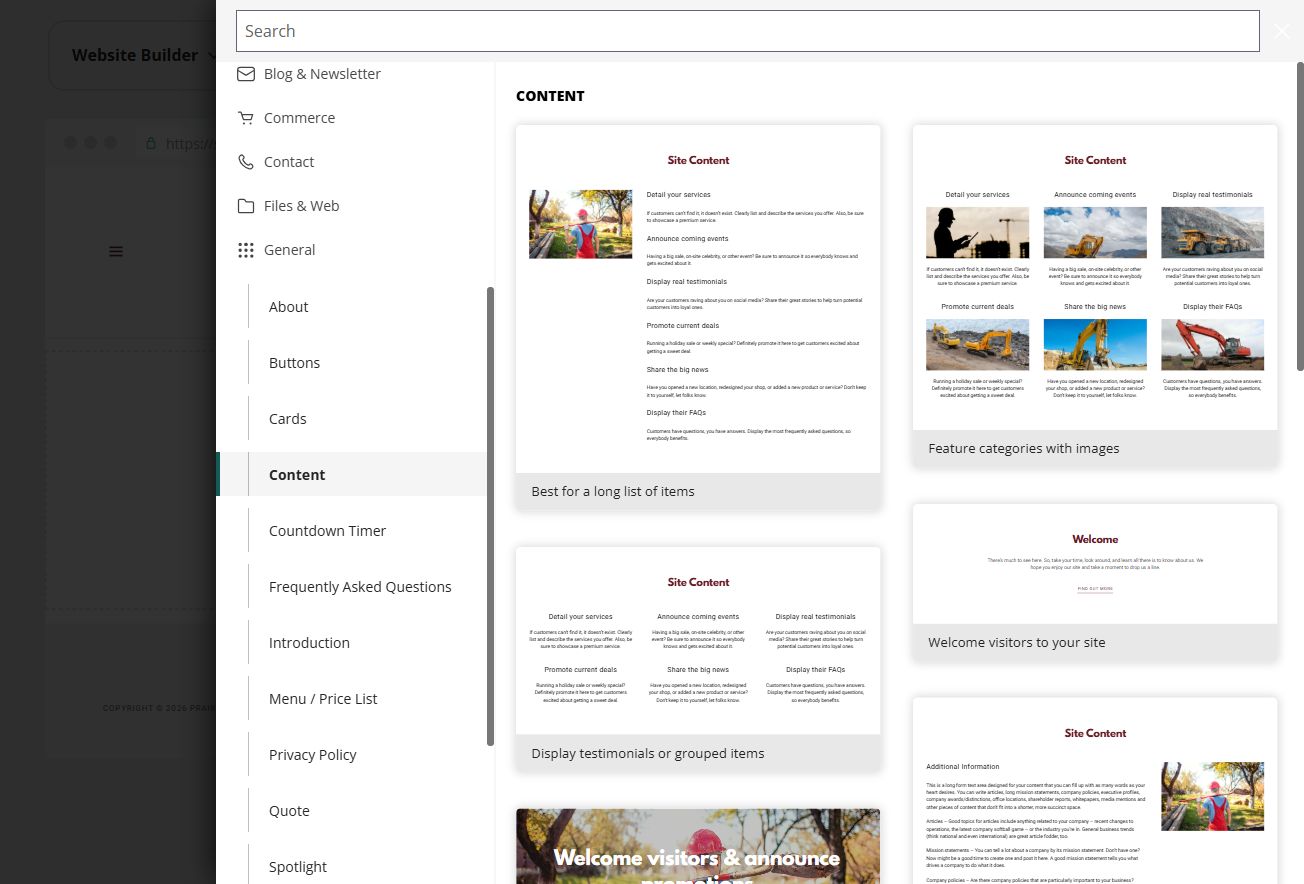 Prairie Depth · General Content layouts