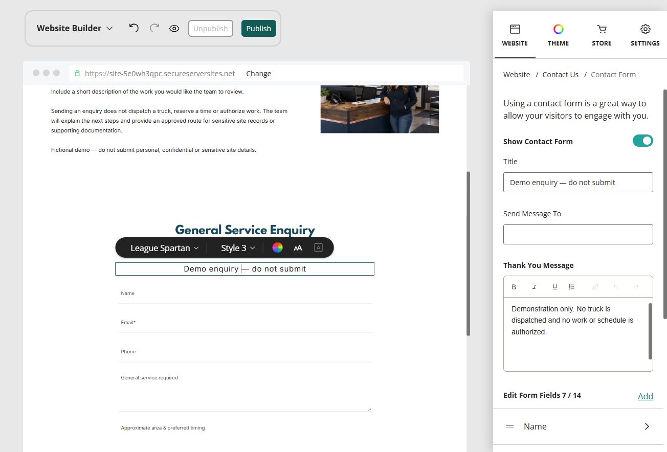 Prairie Depth · Enquiry form settings