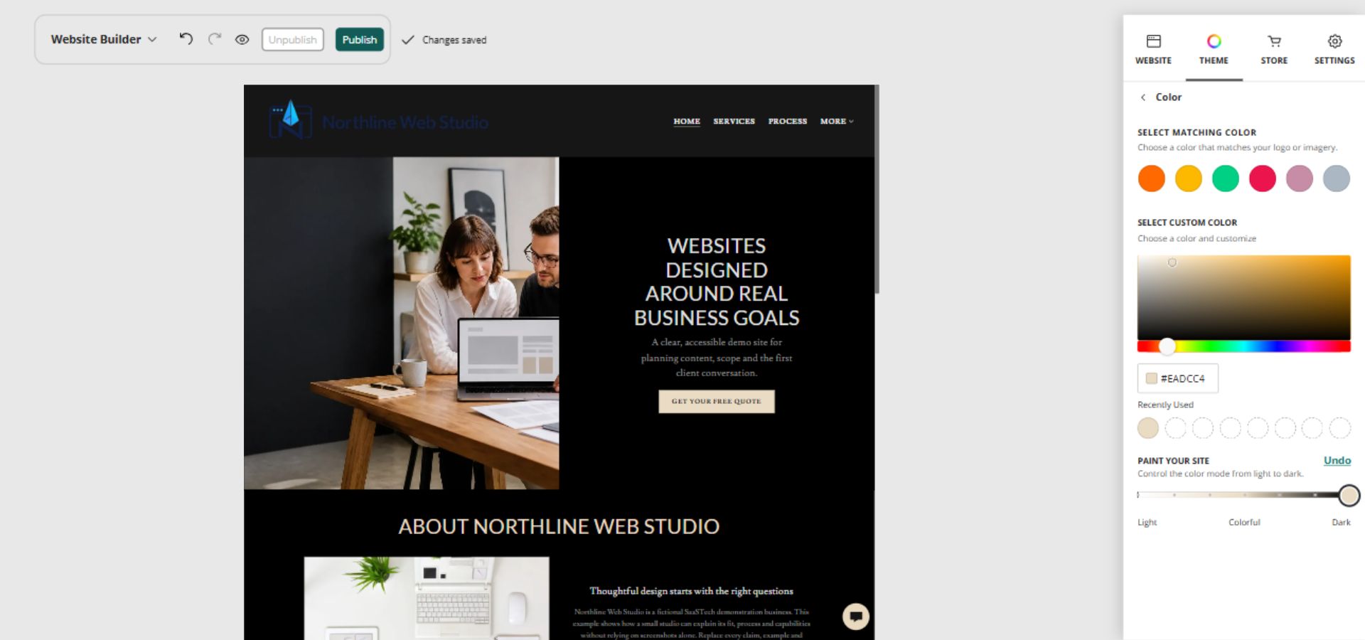 Northline Web Studio home page and full Paint your site controls, position 7 of 7