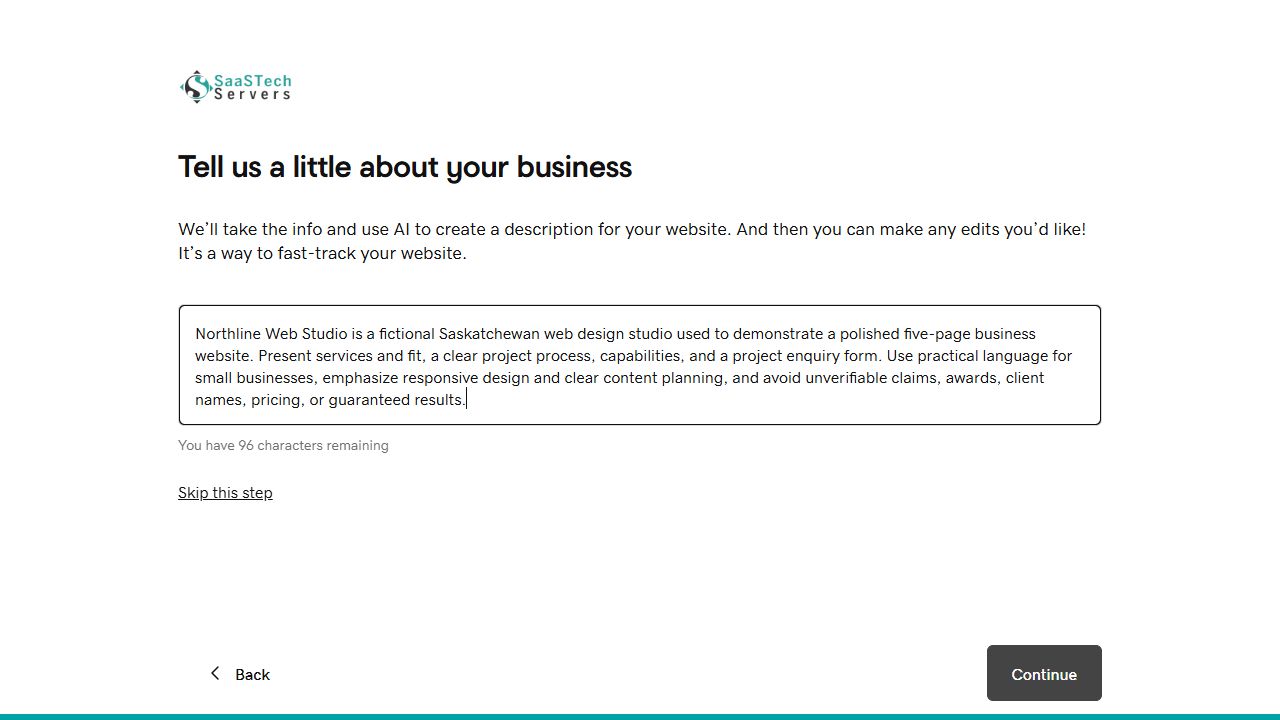 Website Builder AI prompt containing the Northline Web Studio site brief